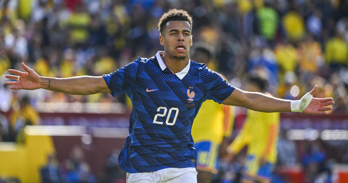 VM-klar: Franske reserver banker Colombia i USA Mar 29, 2026; Landover, Maryland, USA; France forward Désiré Doué (20) reacts after scoring a goal during the second half against France at Northwest Stadium. Mandatory Credit: Tommy Gilligan-Imagn Images