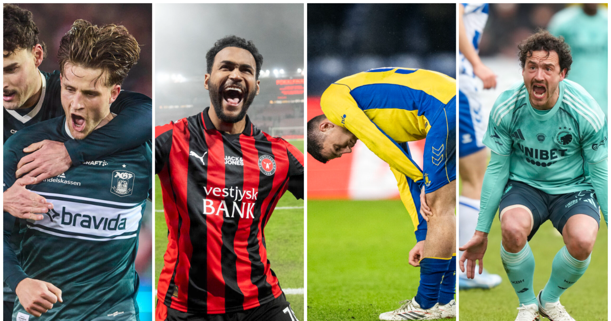 Se her: FCM og AGF dominerer – FCK og BIF er elendige Foto: Bo Amstrup/Ritzau Scanpix, Mikkel Berg Pedersen/Ritzau Scanpix, Claus Fisker/Ritzau Scanpix og Sebastian Elias Uth/Ritzau Scanpix