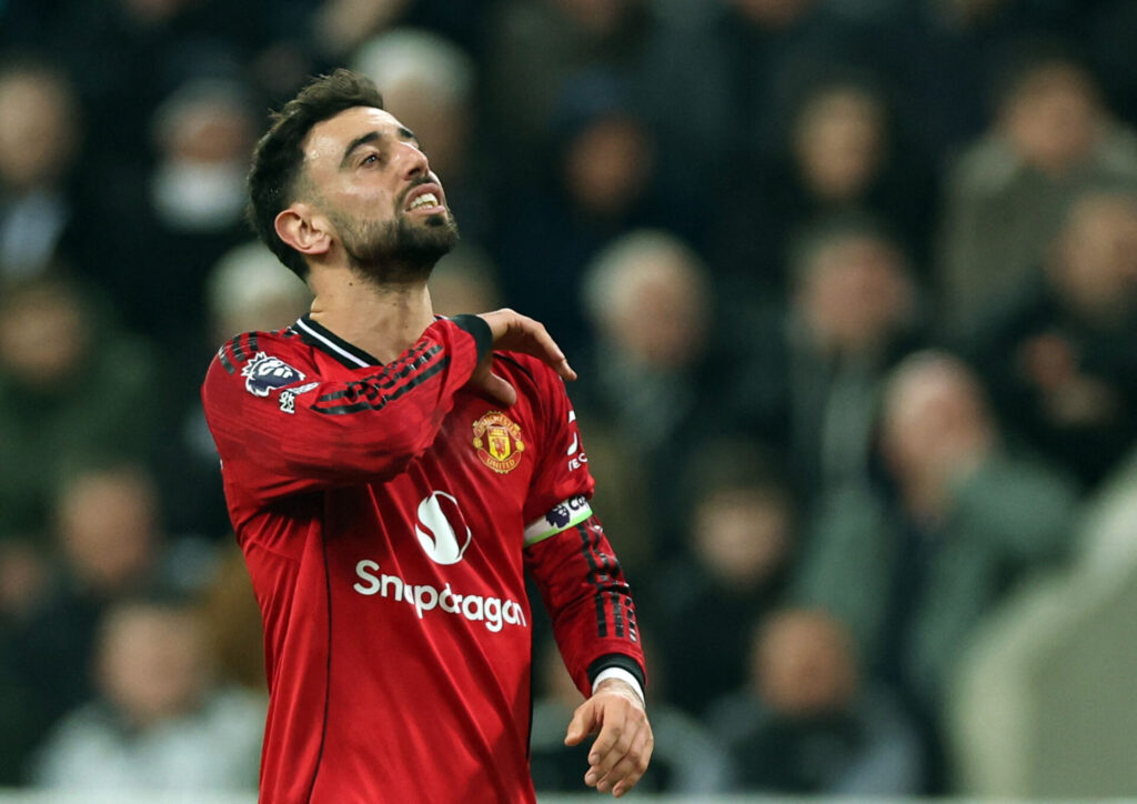 Bruno Fernandes under en kamp for Manchester United.