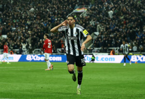 William Osula efter sen scoring mod Manchester United