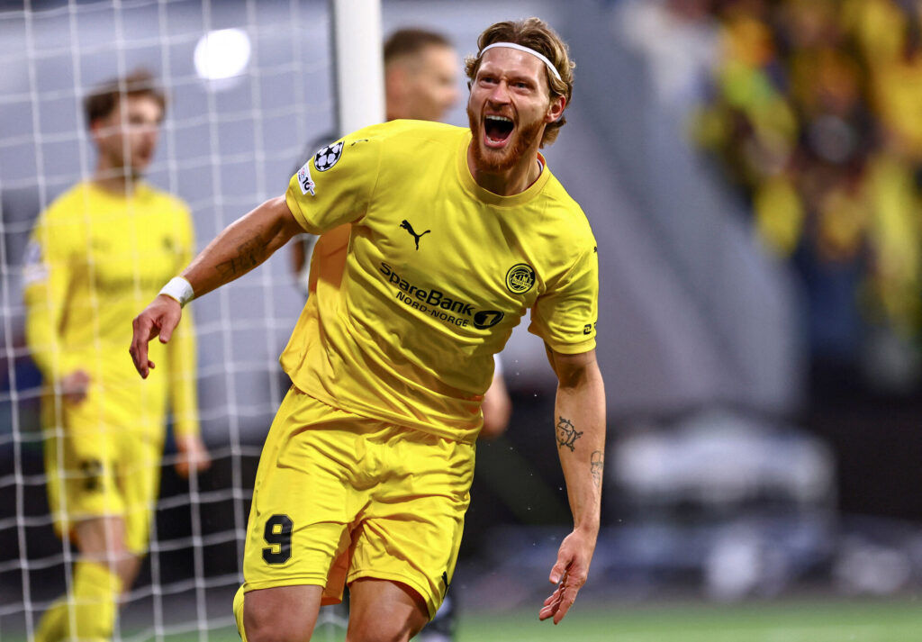 Kasper Høgh jubler efter en scoring fra Bodø/Glimt