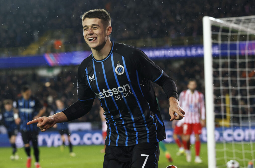 Nicolo Tresoldi fejrer et mål for Club Brugge.