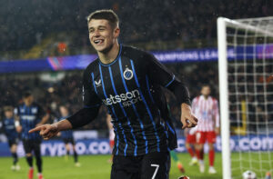 Nicolo Tresoldi fejrer et mål for Club Brugge.