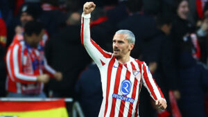 Antoine Griezmann med knyttet næve.