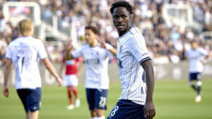 James Bogere under en kamp for AGF