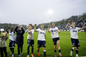 AGF's spillere jubler efter en sejr.