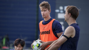 Andreas Maxsø under en træning med Brøndby IF