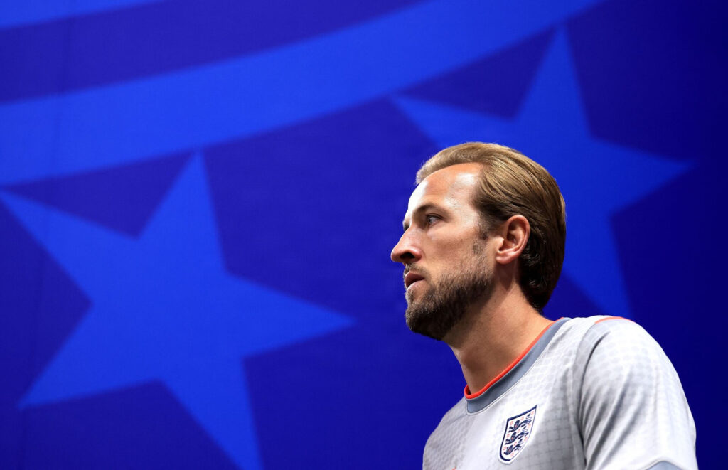 Harry Kane på vej ud af tunellen i Atlanta forud for semifinalen mod Argentina. ved VM 2026.