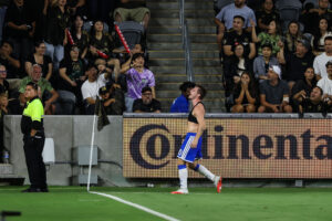 Anders Dreyer fejrer et mål for San Diego FC.