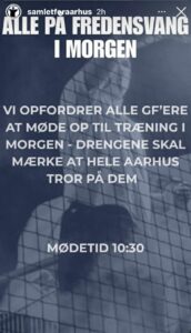 AGF-fans opfordrer alle til at komme til træning.