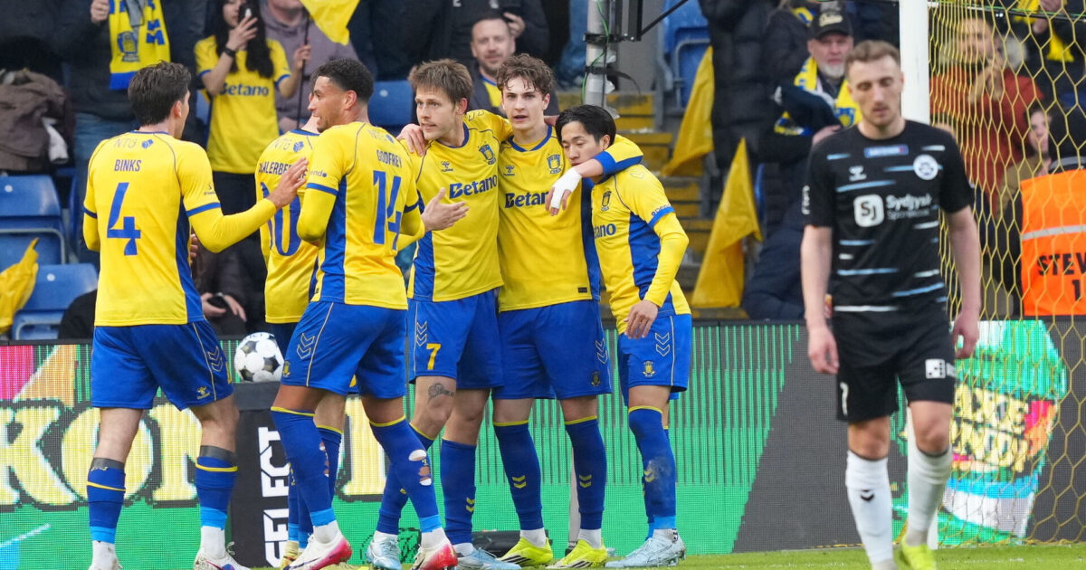 Brøndby er i front – men var der offside? Foto: Ida Marie Odgaard/Ritzau Scanpix