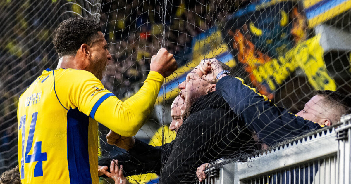 Så du det? Brøndby-lejesvend i vild jubel med Sydsiden Foto: Ida Marie Odgaard/Ritzau Scanpix