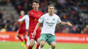 FC Nordsjællands Justin Janssen og Viborgs Thomas Jørgensen