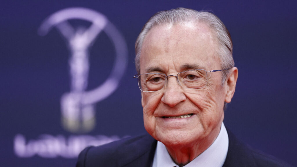 Florentino Perez med en sammenbidt grimasse.