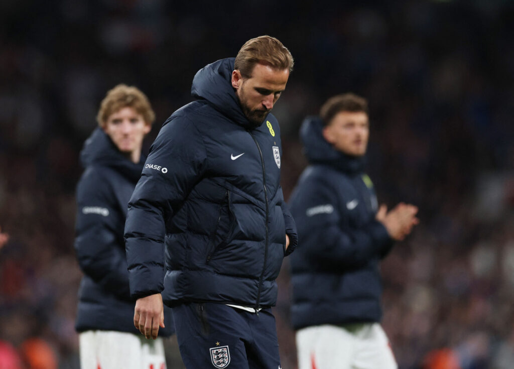 Harry Kane efter at have siddet på bænken for England.