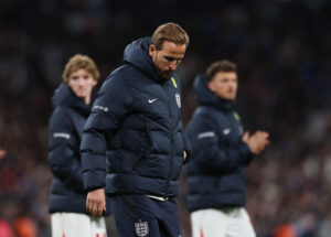 Harry Kane efter at have siddet på bænken for England.