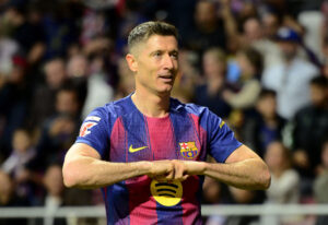 Robert Lewandowski jubler efter en scoring.