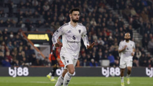 Bruno Fernandes jubler efter scoring.