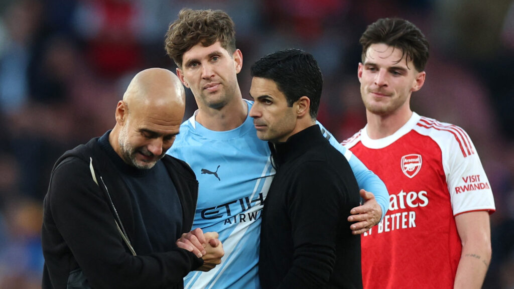 Mikel Arteta og Pep Guardiola
