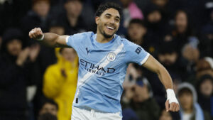 Omar Marmoush i aktion for Manchester City i sidste sæson