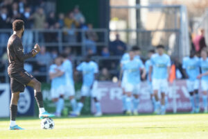 Sønderjyske fejrer en scoring mod Brøndby IF.