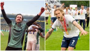 Thomas Delaney og Felix Beijmo i samme billede.