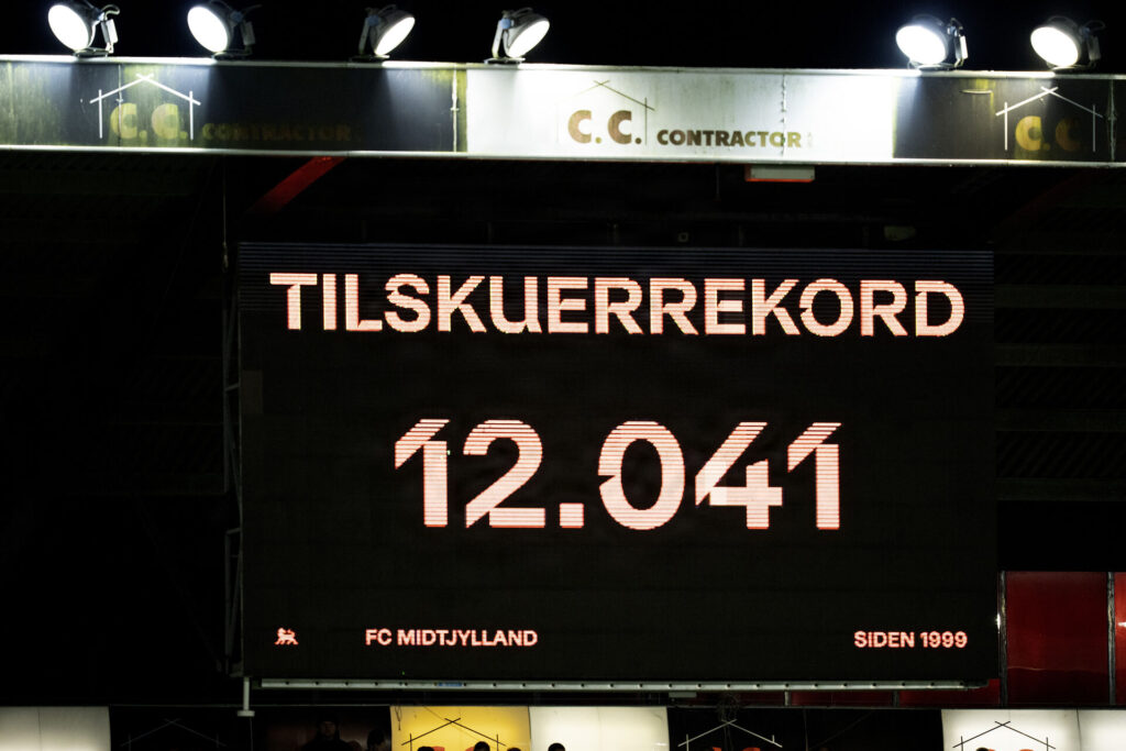Stadionrekord på MCH Arena under kampen mellem FC Midtjylland og FC København.