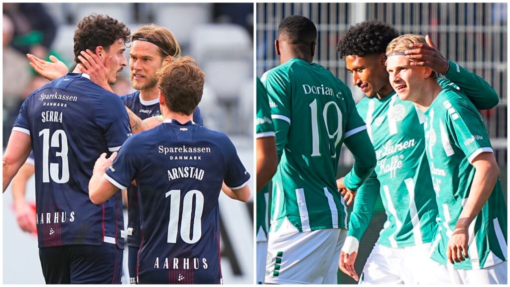 Både AGF og Viborg jubler over mål.