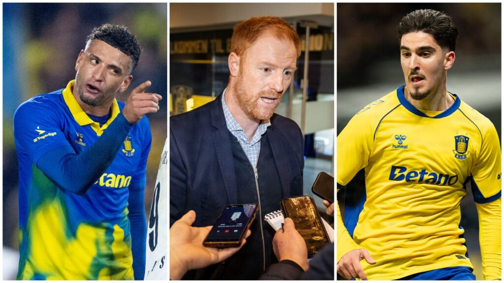Ben Godfrey, Benjamin Schmedes og Mayckel Lahdo i samme billede i Brøndby.