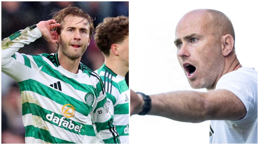Benjamin Nygren fra Celtic og Jens Berthel Askou fra motherwell.