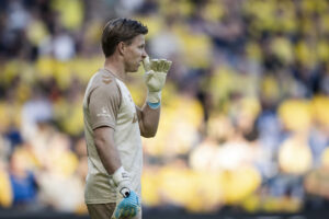 Patrick Pentz under en kamp for Brøndby IF mod FC Nordsjælland.