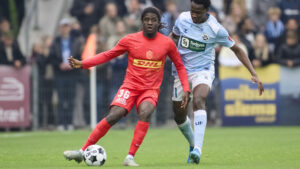 FC Nordsjællands Caleb Yirenkyi spiller mod Sønderjyske
