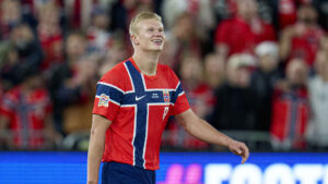 Erling Haaland i aktion for det norske landshold