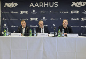 Pressemøde hvor superligakluben AGF præsenterer ders nye fodbolddirektør Carsten V. Jensen i Fredensvang i aarhus tirsdag den 7. januar 2025. Carsten V. Jensen tiltræder med det samme i AGF og indtræder på samme tid i direktionen.