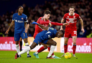 Hayden Hackney i aktion for Middlesbrough mod Chelsea den 23. januar 2024.