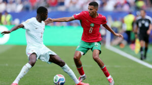 Azzedine Ounahi i aktion for Marokko ved dette års VM