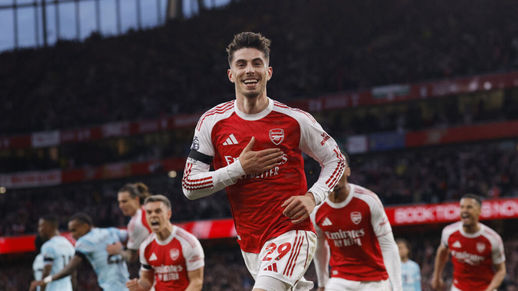 Arsenals Kai Havertz fejrer en scoring imod Burnley