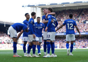 Ipswich under en kamp i Premier League.