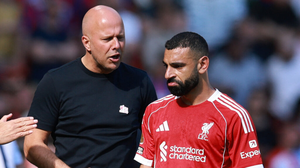 Arne Slot og Mohamed Salah