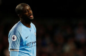 Yaya Touré i kamp for Manchester City.