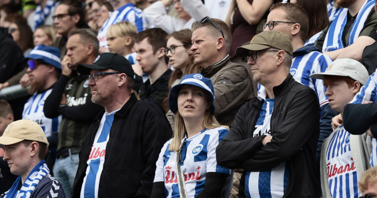 Fan-protest under OB-skuffelse Superligakampen mellem OB og Vejle Boldklub på Nature Energy Park i Odense søndag den 17. maj 2026.
