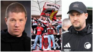 En collage af Mike Tullberg, Jacob Neestrup og Eintracht Frankfurt