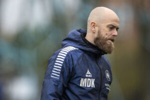 Morten Dahm Kjærgaard under en kamp i spidsen for Aarhus Fremad.