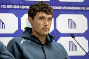 Andreas Christensen under pressemødet tirsdag den 2. juni 2026