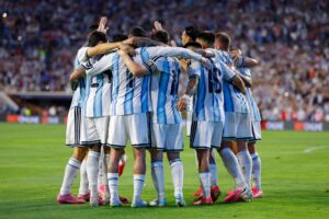De argentinske spillere side om side.