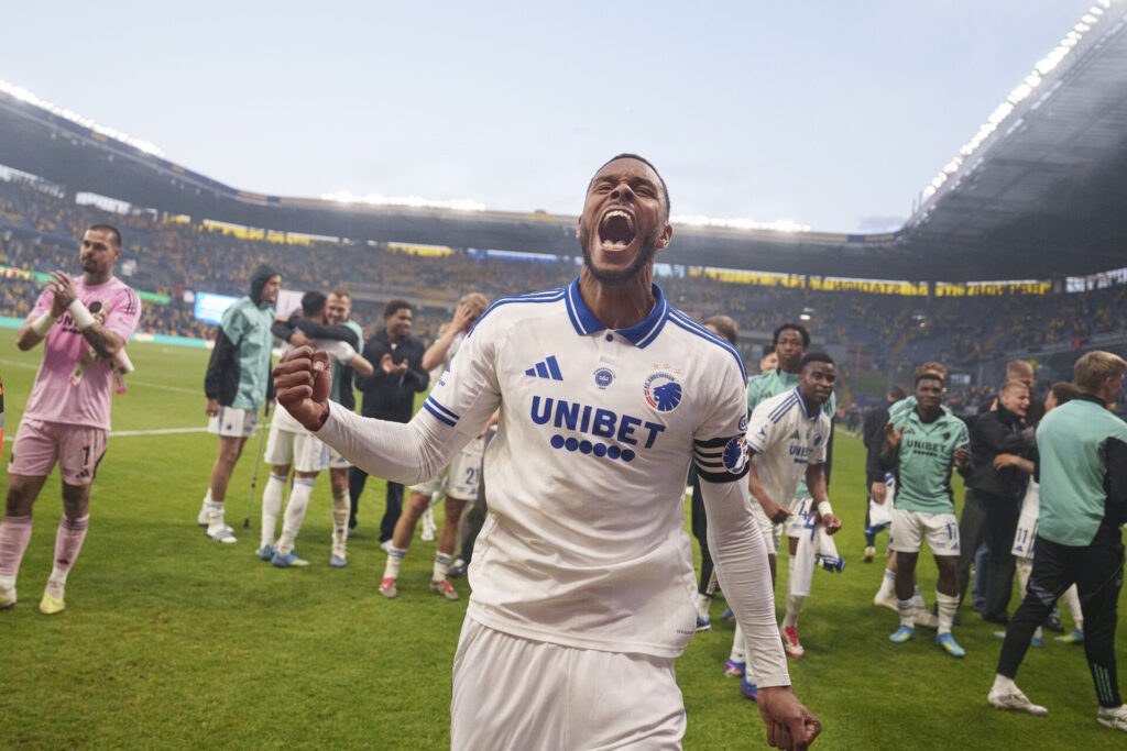 Zanka jubler efter Superliga playoff-kampen mod Brøndby den 21. maj 2026