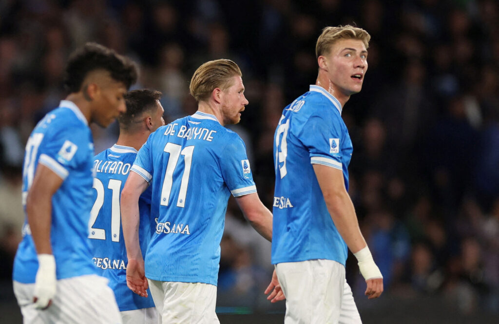 Rasmus Højlund i aktion for Napoli den 24. april 2026.