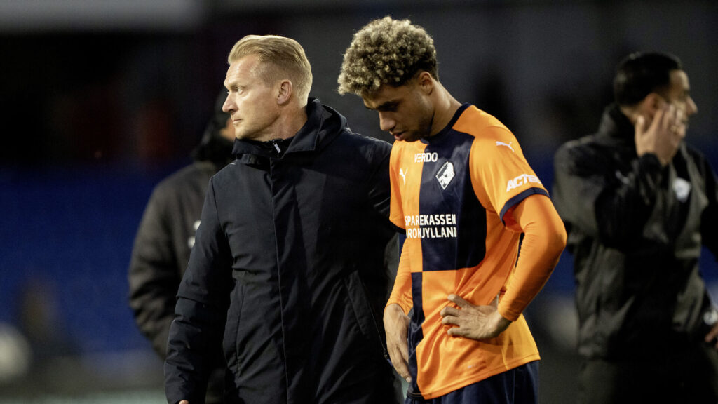 Randers FC's Søren Pedersen og Sabil Hansen
