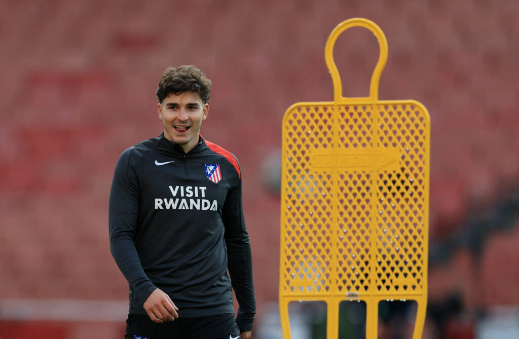 Julian Alvarez til træning i Atletico Madrid.