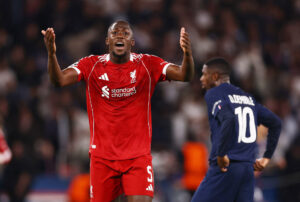 Ibrahima Konaté i aktion for Liverpool.